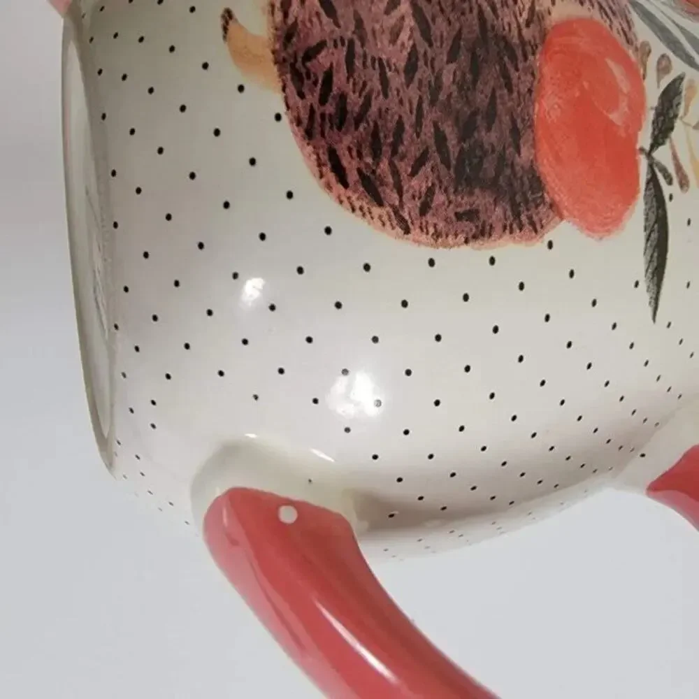 Nicole Miller Home Hedgehog Coffee Mug Large 14oz Ceramic Red Handle